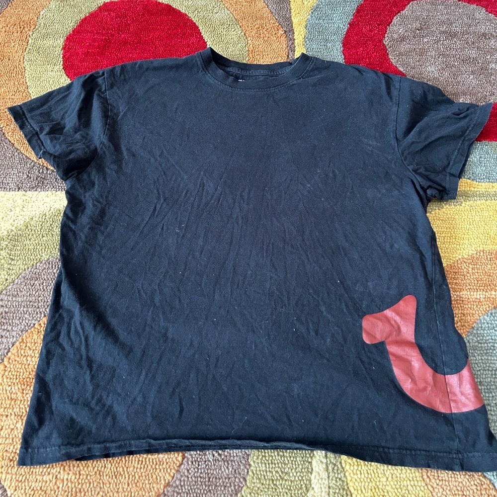True Religion Black Short Sleeve Graphic T Shirt Men’s Large Runs Small